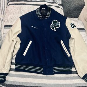 Golden Bear Navy and White Varsity Jacket